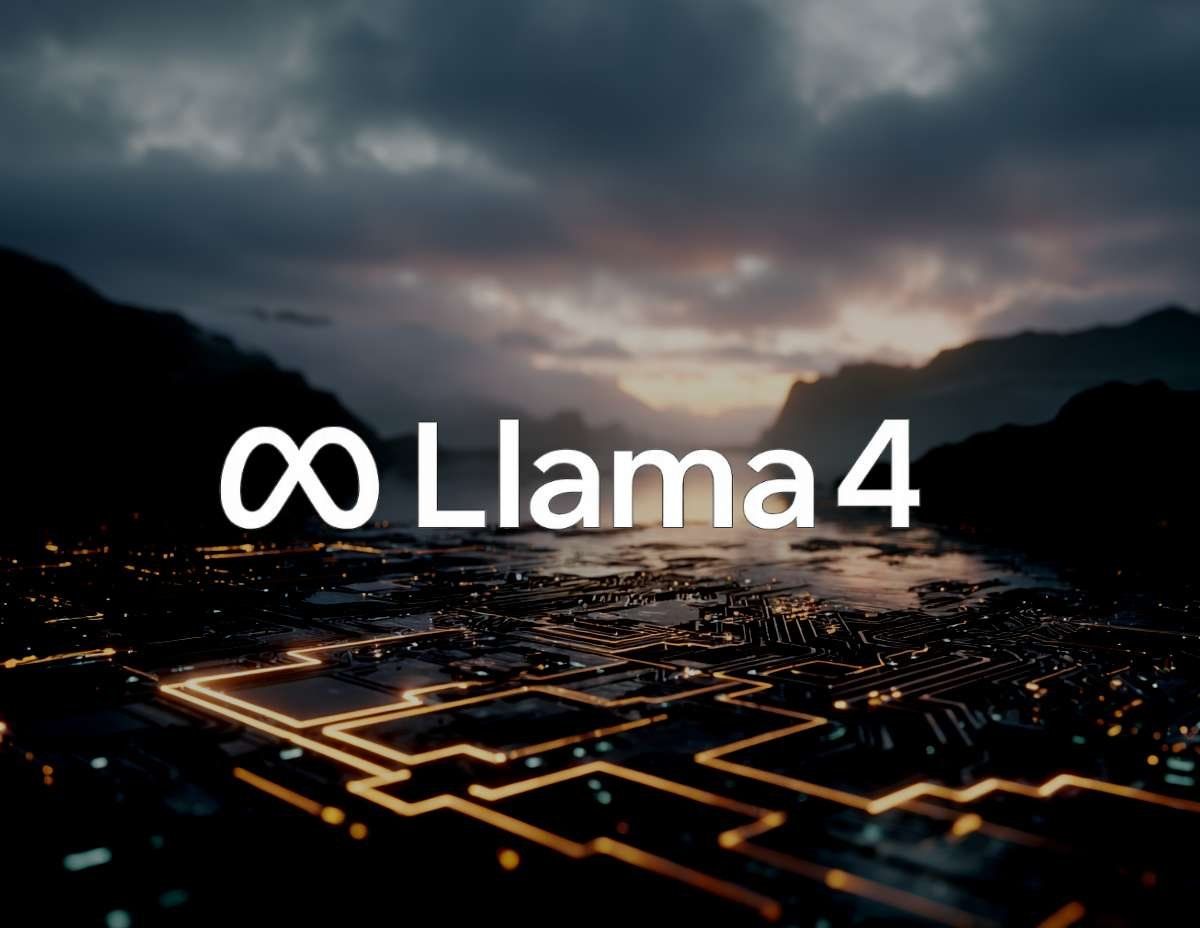 Llama 4-logotyp med Metas oändlighetssymbol i en digital miljö som illustrerar den nya AI-modellens framsteg.